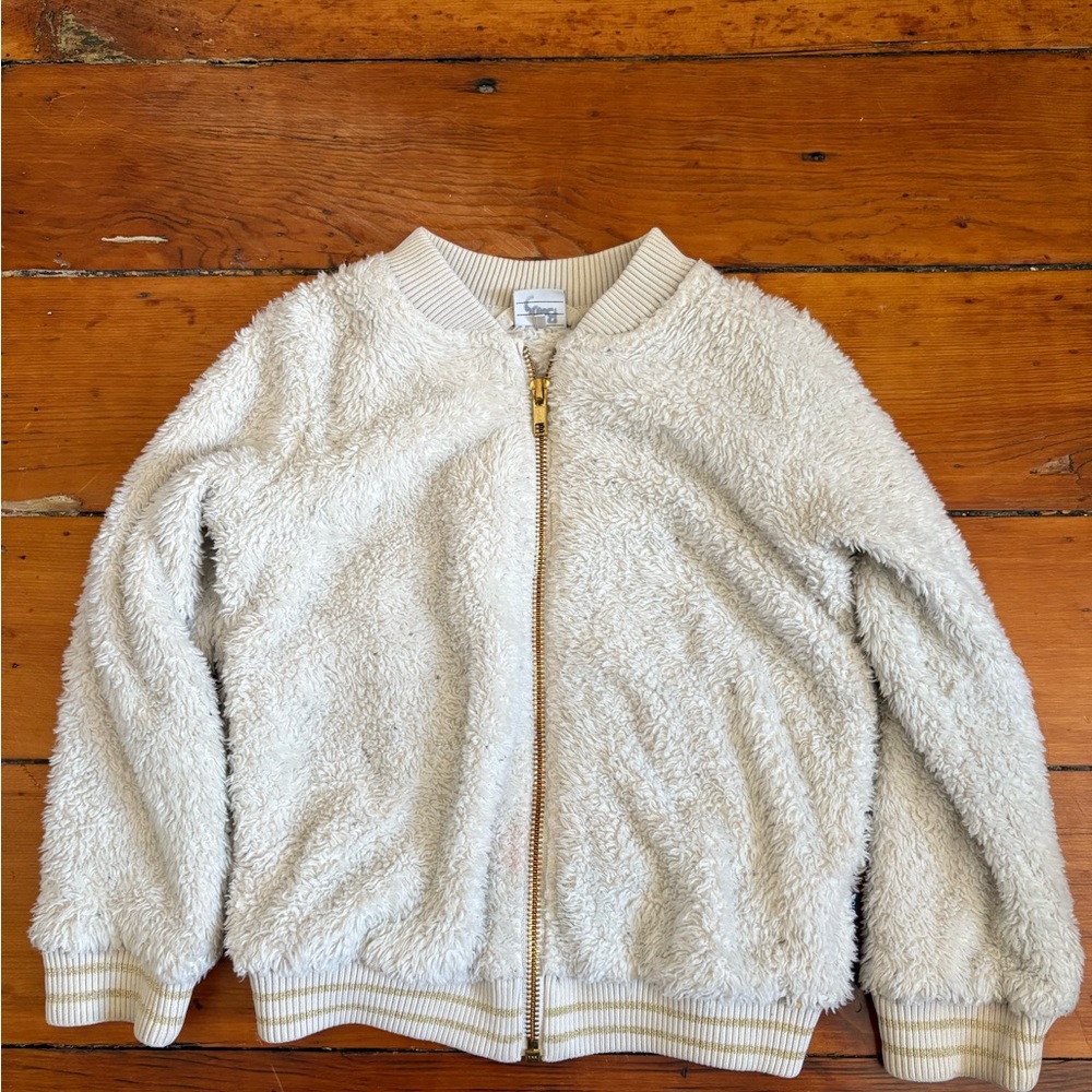 Cozy Cream Polarn O. Pyret Pile Fleece Jacket, Size 4-5 years